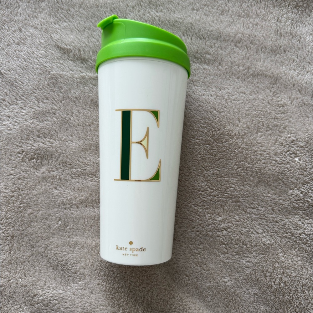 ‘E’ Kate Spade White and Green Tumbler